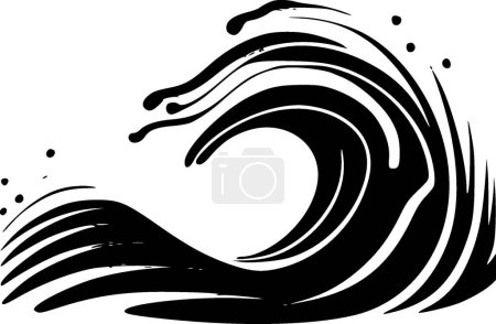 Wave - black and white vector illustration