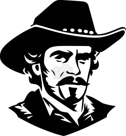 Western - icono aislado en blanco y negro - ilustración vectorial