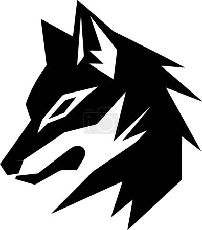 Wolf - schwarz-weiße Vektorillustration