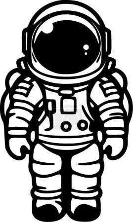Astronaute - illustration vectorielle en noir et blanc