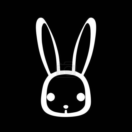 Illustration for Bunny face - black and white vector illustration - Royalty Free Image