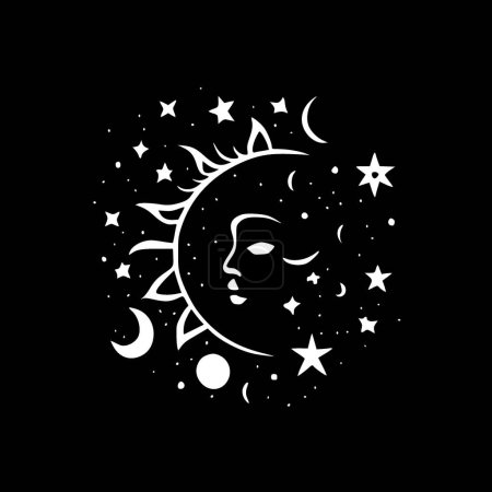 Celestial - black and white vector illustration
