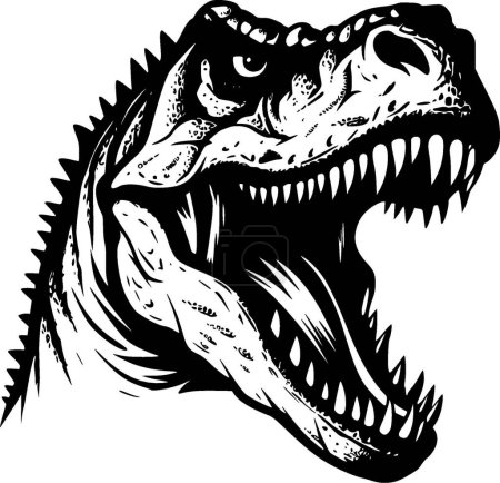 Dinosaur - black and white vector illustration