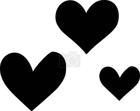 Coeurs - icône isolée en noir et blanc - illustration vectorielle