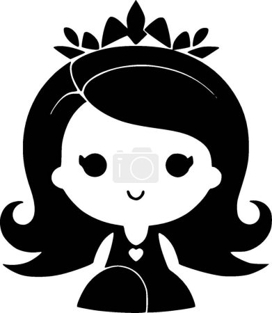 Princess - black and white isolated icon - vector illustration