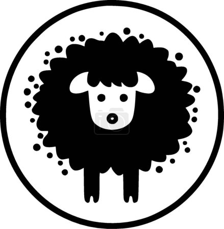 Sheep - black and white vector illustration
