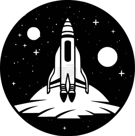 Space - black and white isolated icon - vector illustration