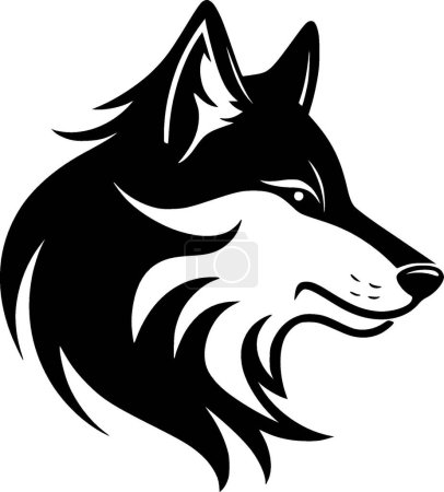 Lobo - icono aislado en blanco y negro - ilustración vectorial