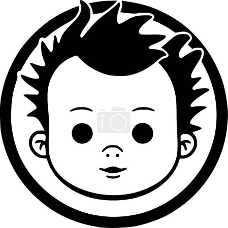 Bebé - icono aislado en blanco y negro - ilustración vectorial