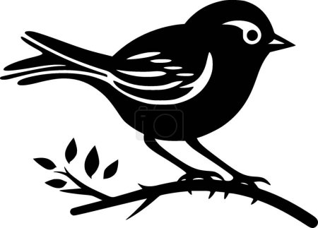 Bird - icono aislado en blanco y negro - ilustración vectorial