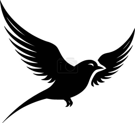 Aves - icono aislado en blanco y negro - ilustración vectorial