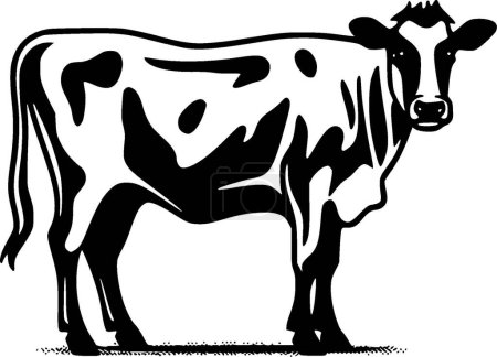 Téléchargez les illustrations : Vache - icône isolée en noir et blanc - illustration vectorielle - en licence libre de droit