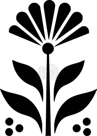 Flor - icono aislado en blanco y negro - ilustración vectorial