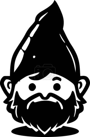Gnome - black and white isolated icon - vector illustration