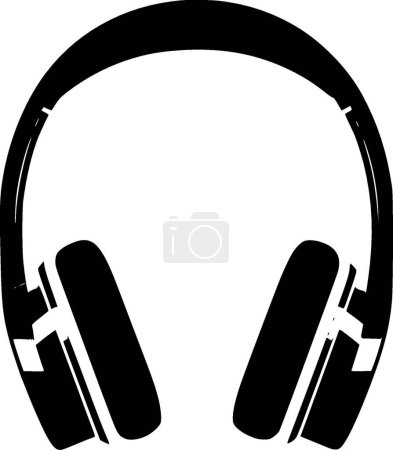Headphone - black and white isolated icon - vector illustration