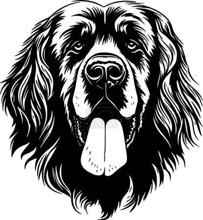 Téléchargez les illustrations : Leonberger - illustration vectorielle en noir et blanc - en licence libre de droit