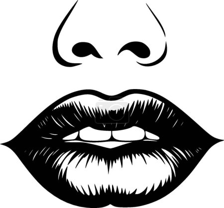 Illustration for Lips - black and white vector illustration - Royalty Free Image
