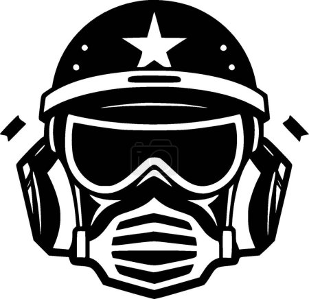 Illustration for Military - black and white vector illustration - Royalty Free Image