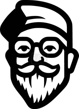 Papa - black and white vector illustration