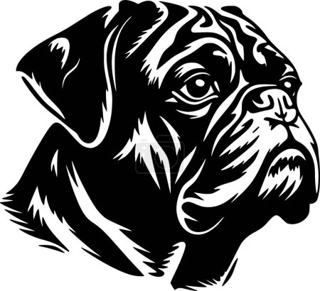 Pug - black and white isolated icon - vector illustration