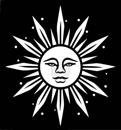 Sun - black and white isolated icon - vector illustration