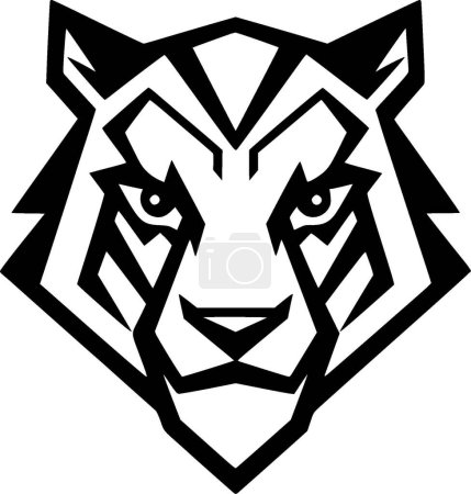 Tigre - icône isolée en noir et blanc - illustration vectorielle