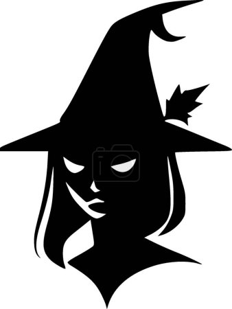 Hexe - schwarz-weißes Icon - Vektorillustration