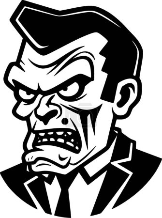 Téléchargez les illustrations : Zombie - illustration vectorielle en noir et blanc - en licence libre de droit
