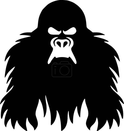 Bigfoot - icône isolée en noir et blanc - illustration vectorielle