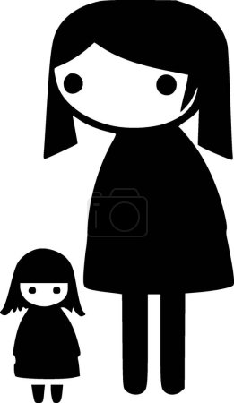 Big sister - black and white vector illustration