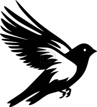Aves - icono aislado en blanco y negro - ilustración vectorial