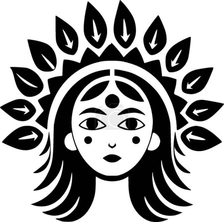 Boho - black and white isolated icon - vector illustration