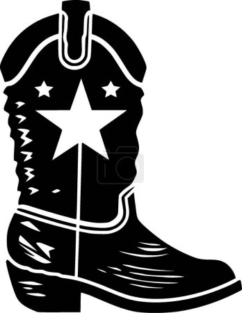 Botte Cowboy - illustration vectorielle en noir et blanc