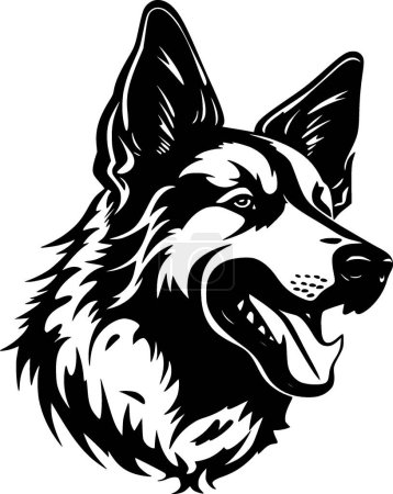 German shepherd - black and white isolated icon - vector illustration