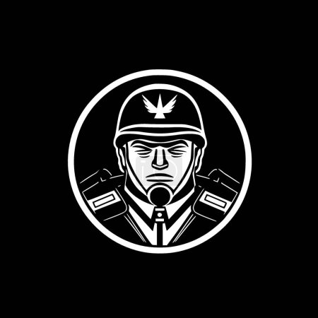 Military - black and white isolated icon - vector illustration