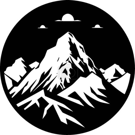 Illustration for Mountains - black and white isolated icon - vector illustration - Royalty Free Image