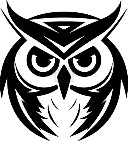 Illustration for Owl baby - black and white vector illustration - Royalty Free Image