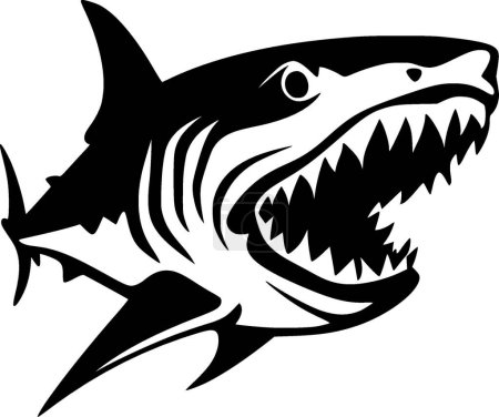 Shark - icono aislado en blanco y negro - ilustración vectorial