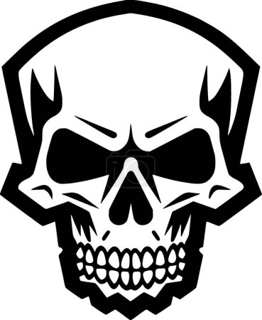 Crâne - icône isolée en noir et blanc - illustration vectorielle
