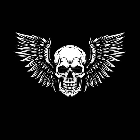 Illustration for Skull with wings - minimalist and flat logo - vector illustration - Royalty Free Image