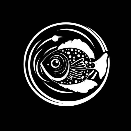 Clownfish - black and white vector illustration