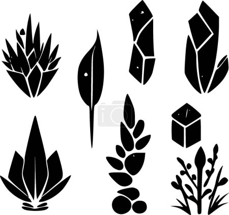 Illustration for Crystals - black and white vector illustration - Royalty Free Image