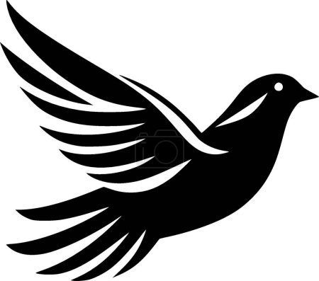 Dove - black and white vector illustration