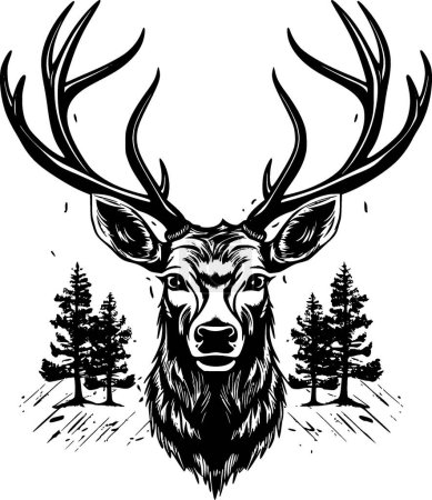 Elk - black and white isolated icon - vector illustration