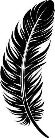 Plume - icône isolée en noir et blanc - illustration vectorielle