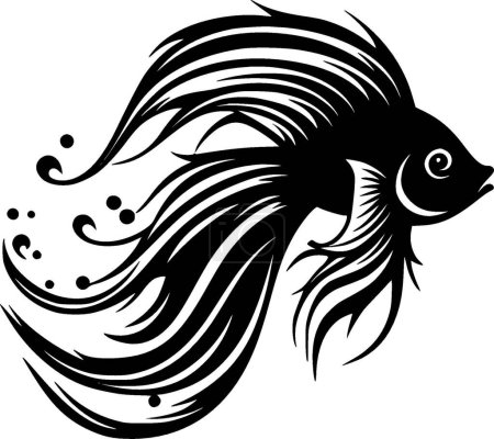 Fish - black and white vector illustration