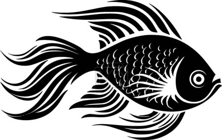 Peces - icono aislado en blanco y negro - ilustración vectorial