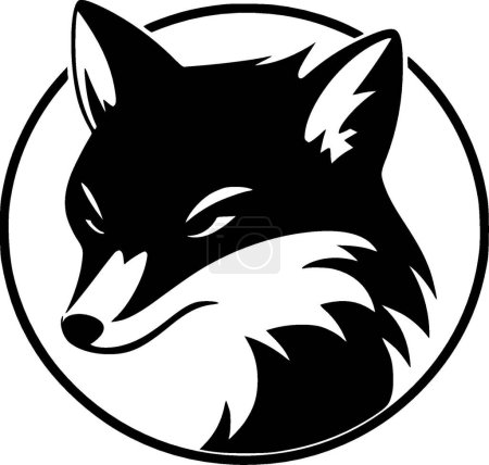 Fox - icono aislado en blanco y negro - ilustración vectorial