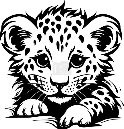 Leopard baby - minimalist and simple silhouette - vector illustration