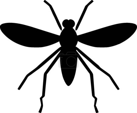 Mosquito - black and white vector illustration